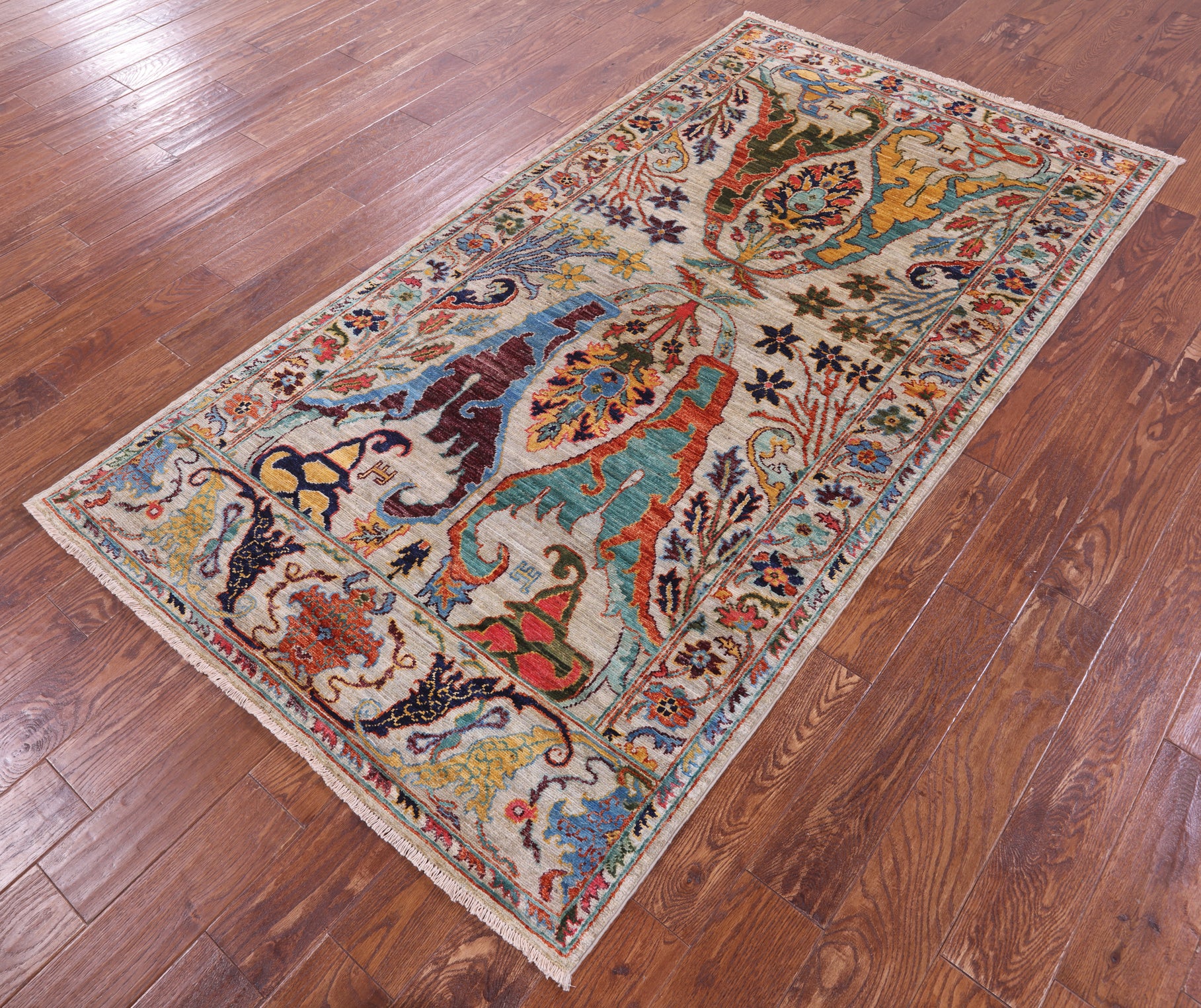 Persian Fine Serapi Hand Knotted Wool Rug - 4' 1" X 7' 9" - Golden Nile