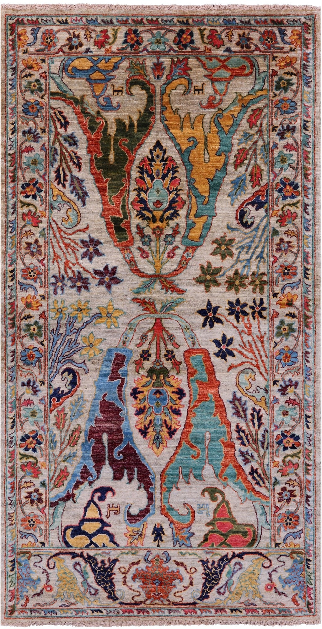 Persian Fine Serapi Hand Knotted Wool Rug - 4' 1" X 7' 9" - Golden Nile