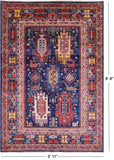Blue Persian Fine Serapi Handmade Wool Rug - 5' 11" X 8' 9" - Golden Nile