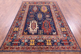 Blue Persian Fine Serapi Handmade Wool Rug - 5' 11" X 8' 9" - Golden Nile
