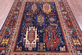 Blue Persian Fine Serapi Handmade Wool Rug - 5' 11" X 8' 9" - Golden Nile