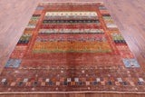Tribal Persian Gabbeh Hand Knotted Wool Rug - 7' 0" X 9' 10" - Golden Nile