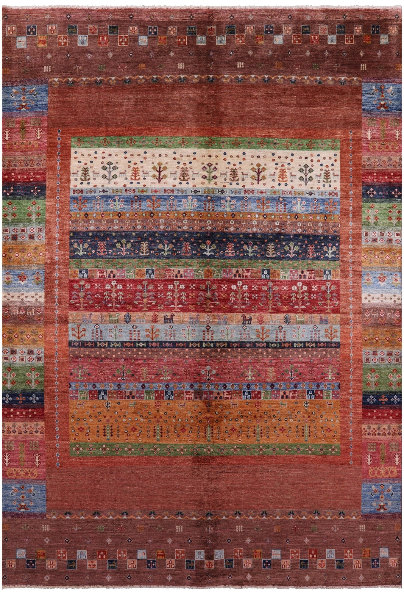 Tribal Persian Gabbeh Hand Knotted Wool Rug - 7' 0" X 9' 10" - Golden Nile