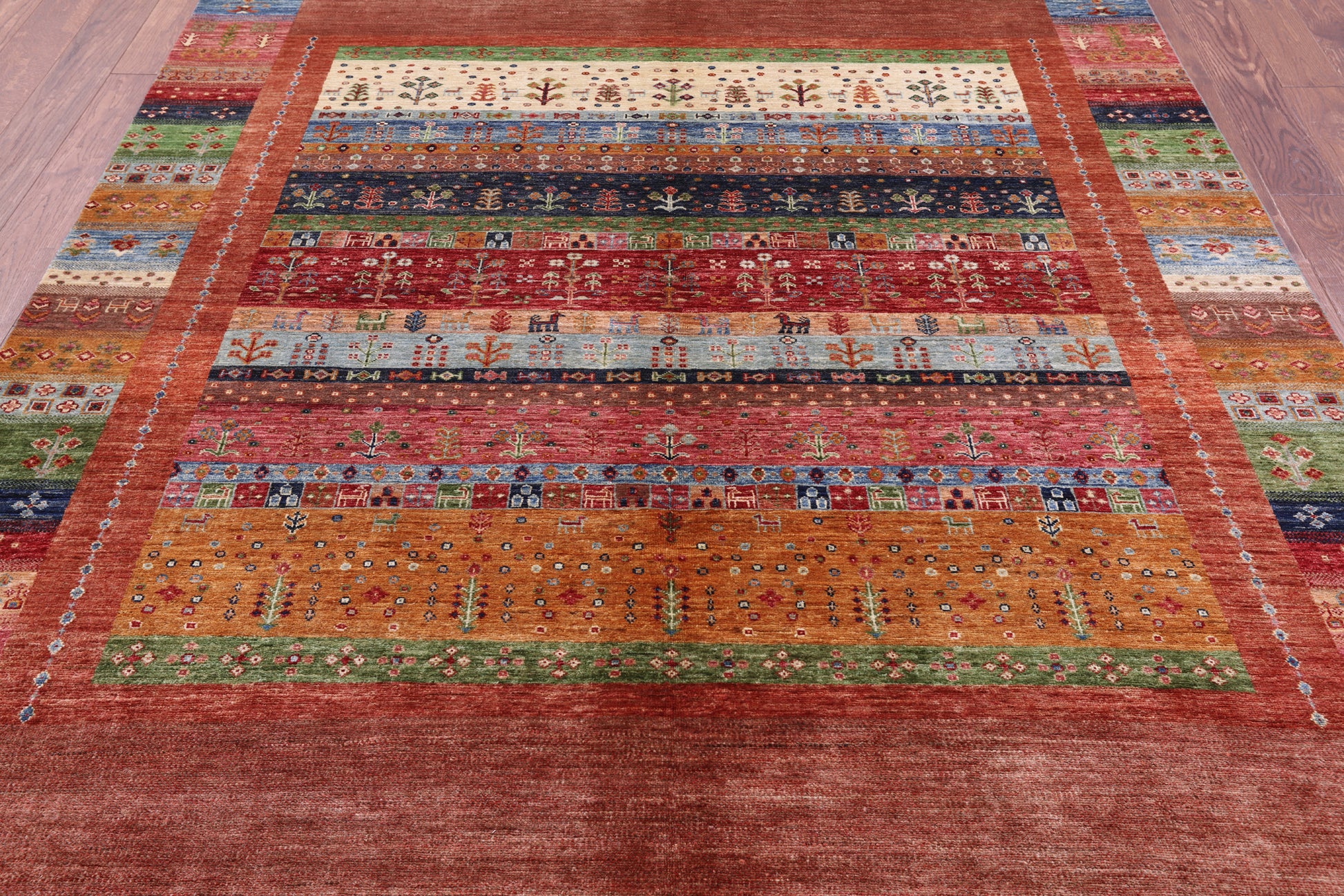 Tribal Persian Gabbeh Hand Knotted Wool Rug - 7' 0" X 9' 10" - Golden Nile