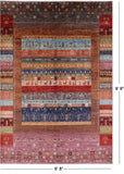 Tribal Persian Gabbeh Hand Knotted Wool Rug - 6' 8" X 9' 9" - Golden Nile