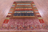Tribal Persian Gabbeh Hand Knotted Wool Rug - 6' 8" X 9' 9" - Golden Nile