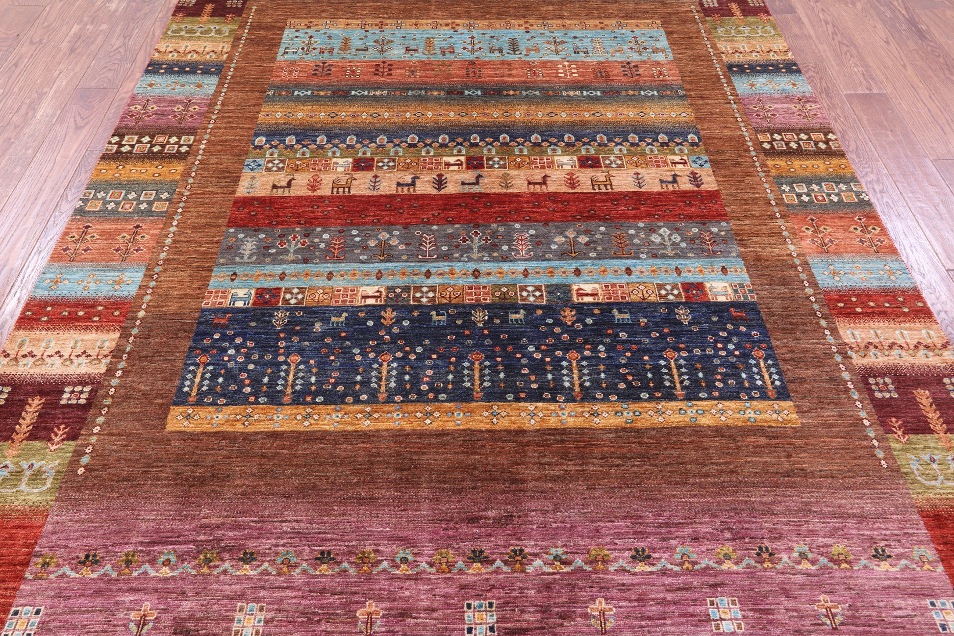 Tribal Persian Gabbeh Hand Knotted Wool Rug - 6' 8" X 9' 9" - Golden Nile