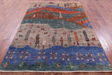 Tribal Persian Gabbeh Handmade Wool Rug - 5' 7" X 8' 2" - Golden Nile