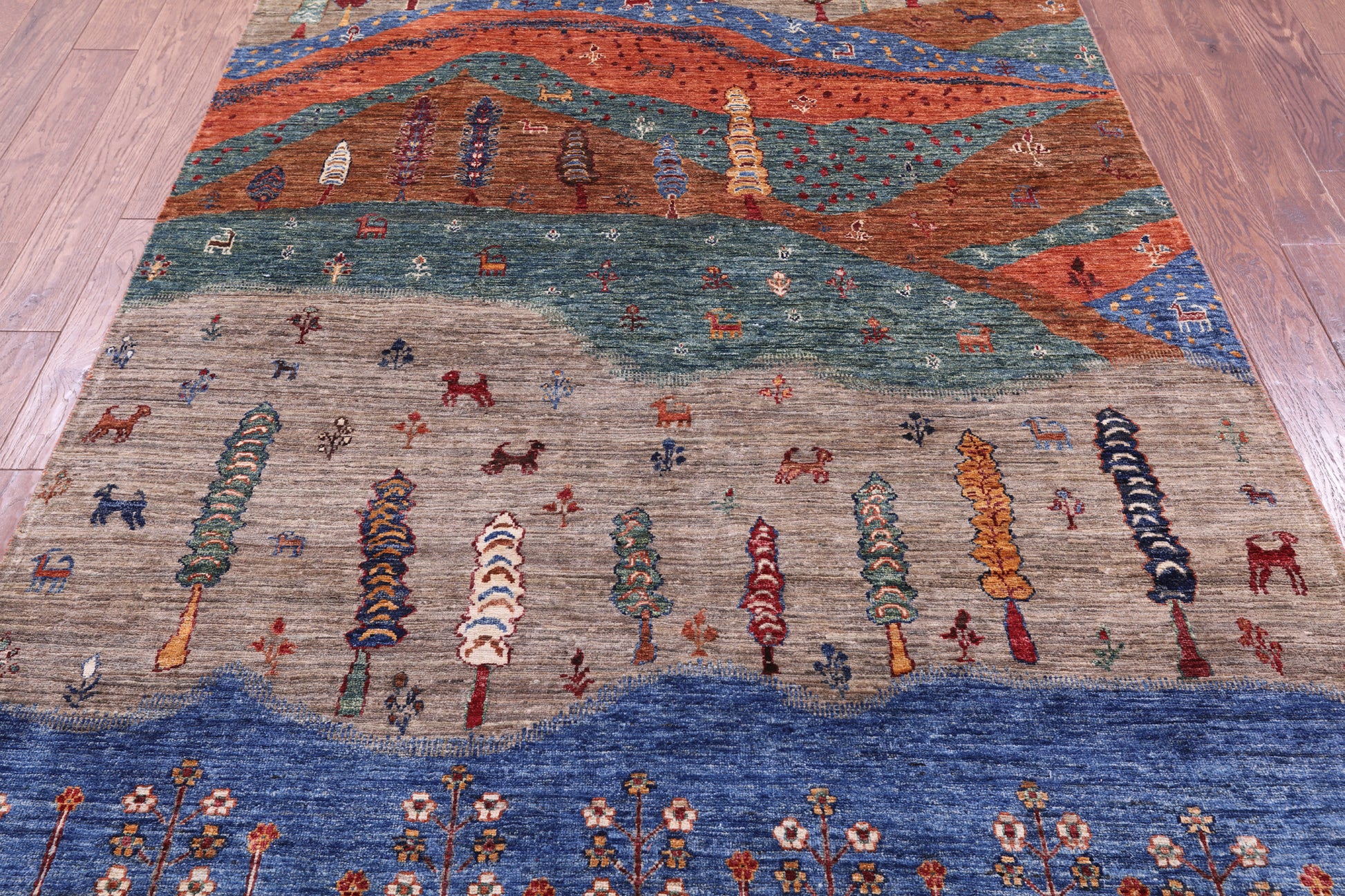 Tribal Persian Gabbeh Handmade Wool Rug - 5' 7" X 8' 2" - Golden Nile