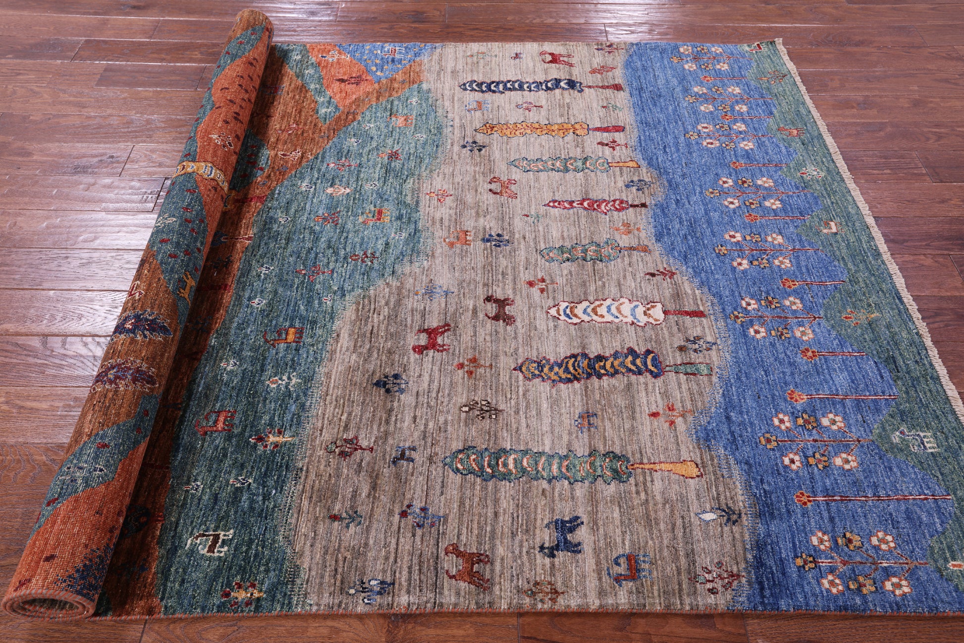Tribal Persian Gabbeh Handmade Wool Rug - 5' 7" X 8' 2" - Golden Nile