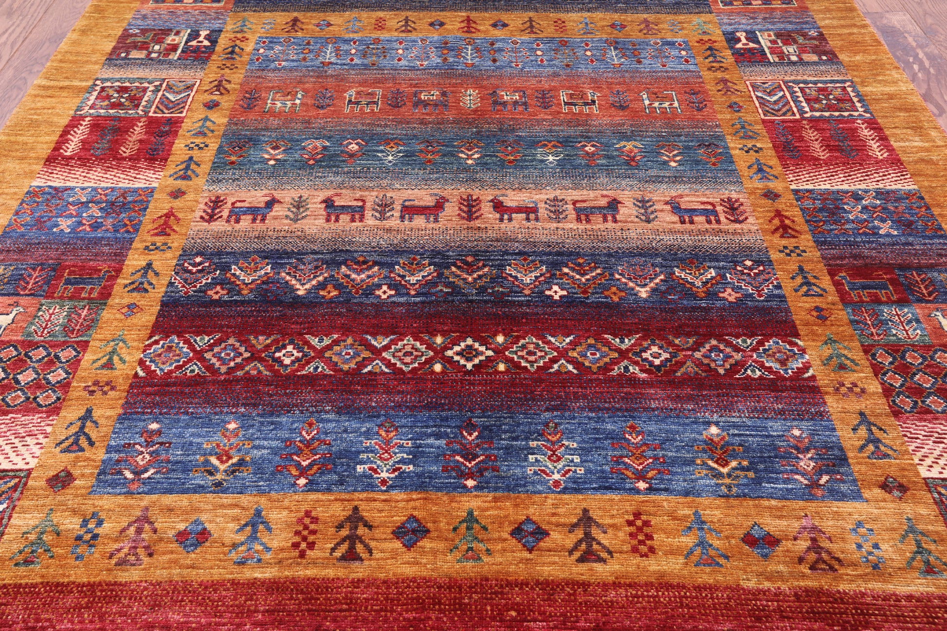 Tribal Persian Gabbeh Hand Knotted Wool Rug - 5' 8" X 8' 0" - Golden Nile