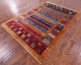 Tribal Persian Gabbeh Hand Knotted Wool Rug - 5' 8" X 8' 0" - Golden Nile