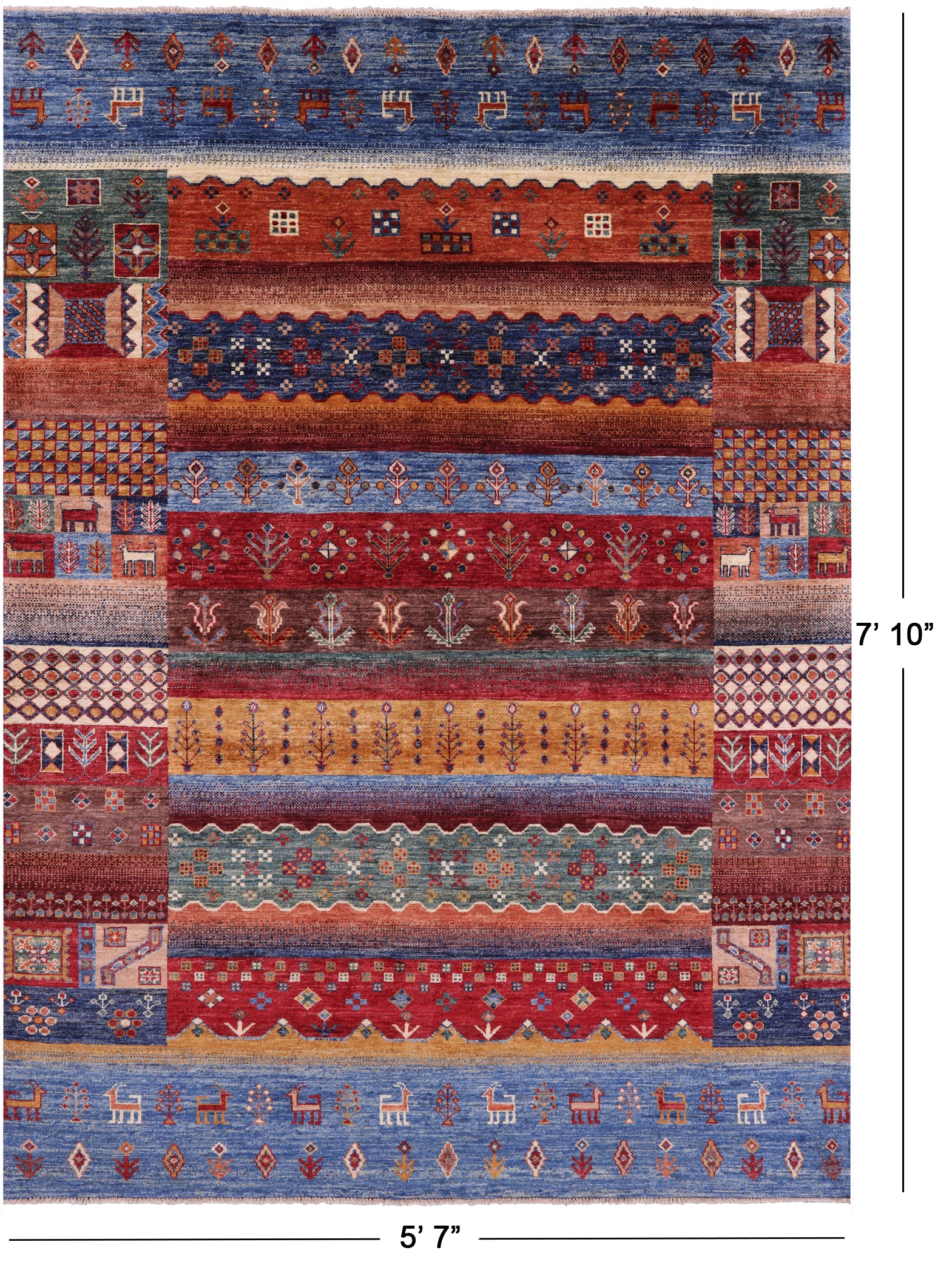 Tribal Persian Gabbeh Hand Knotted Wool Rug - 5' 7" X 7' 10" - Golden Nile