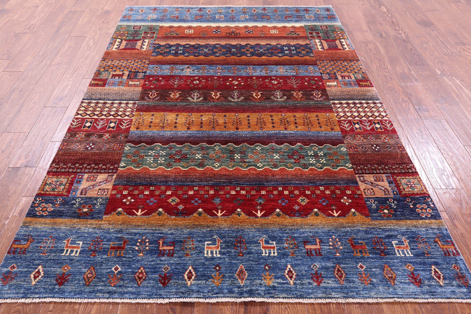Tribal Persian Gabbeh Hand Knotted Wool Rug - 5' 7" X 7' 10" - Golden Nile