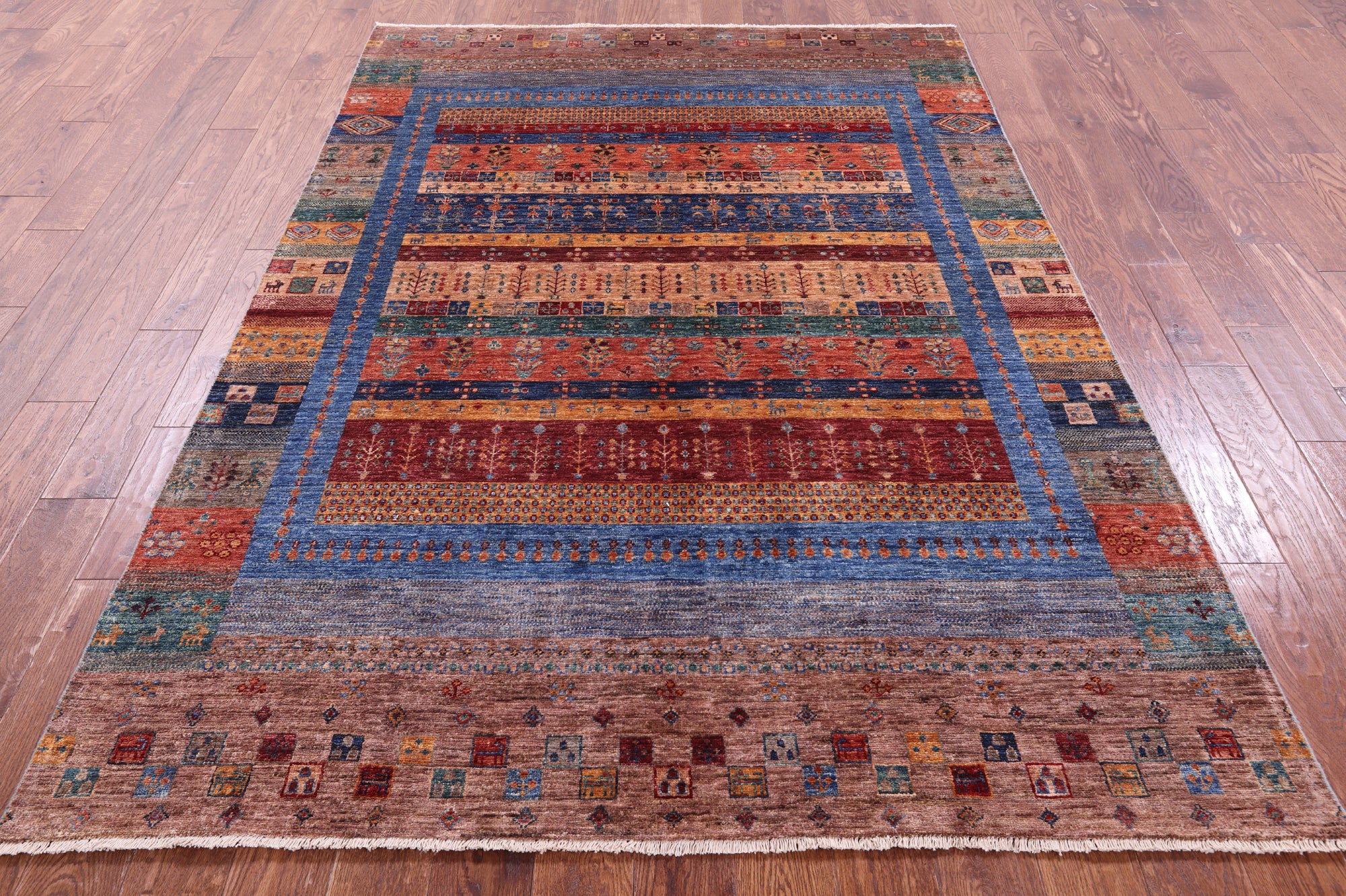 Tribal Persian Gabbeh Hand Knotted Wool Rug - 5' 8" X 8' 2" - Golden Nile