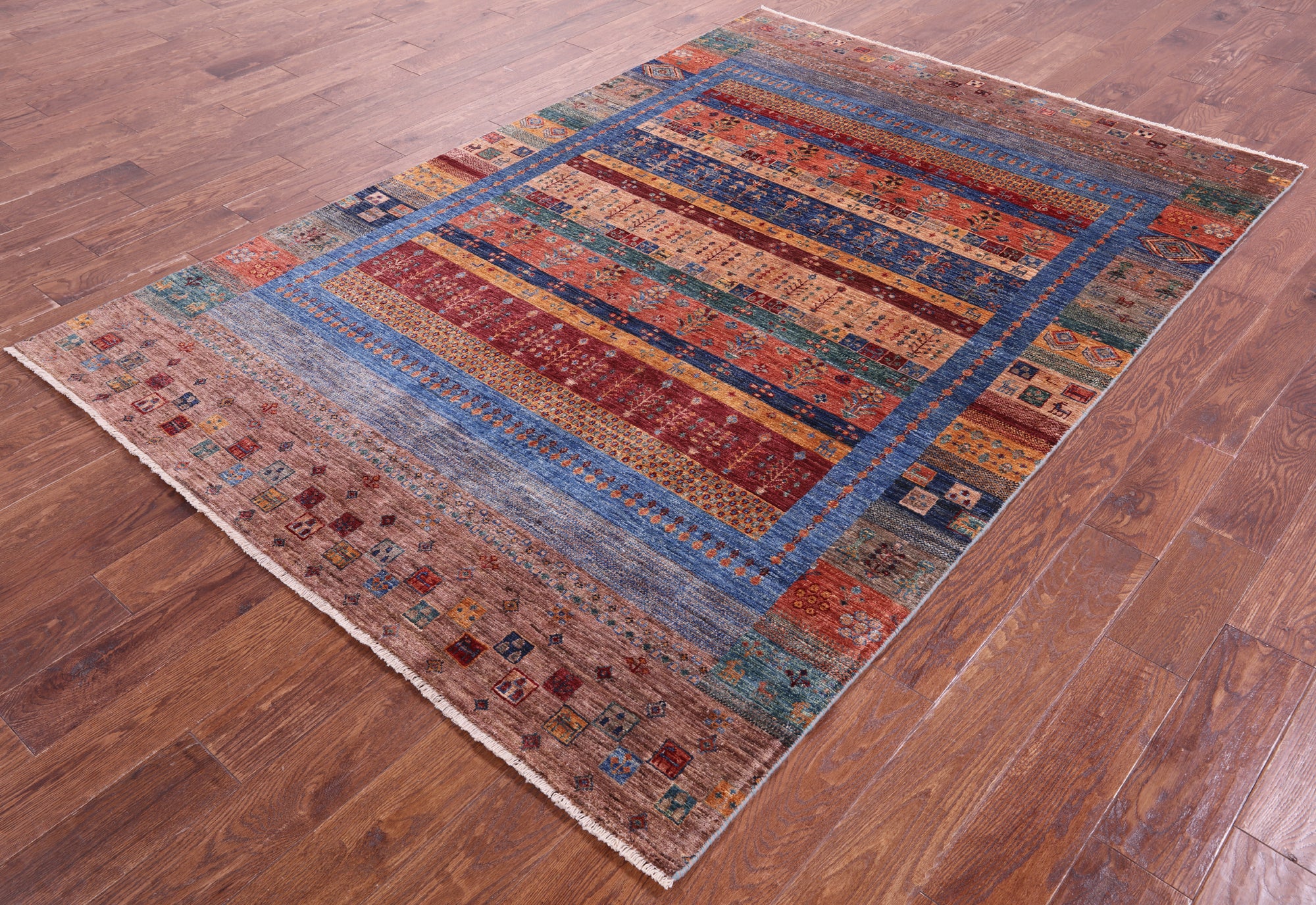 Tribal Persian Gabbeh Hand Knotted Wool Rug - 5' 8" X 8' 2" - Golden Nile