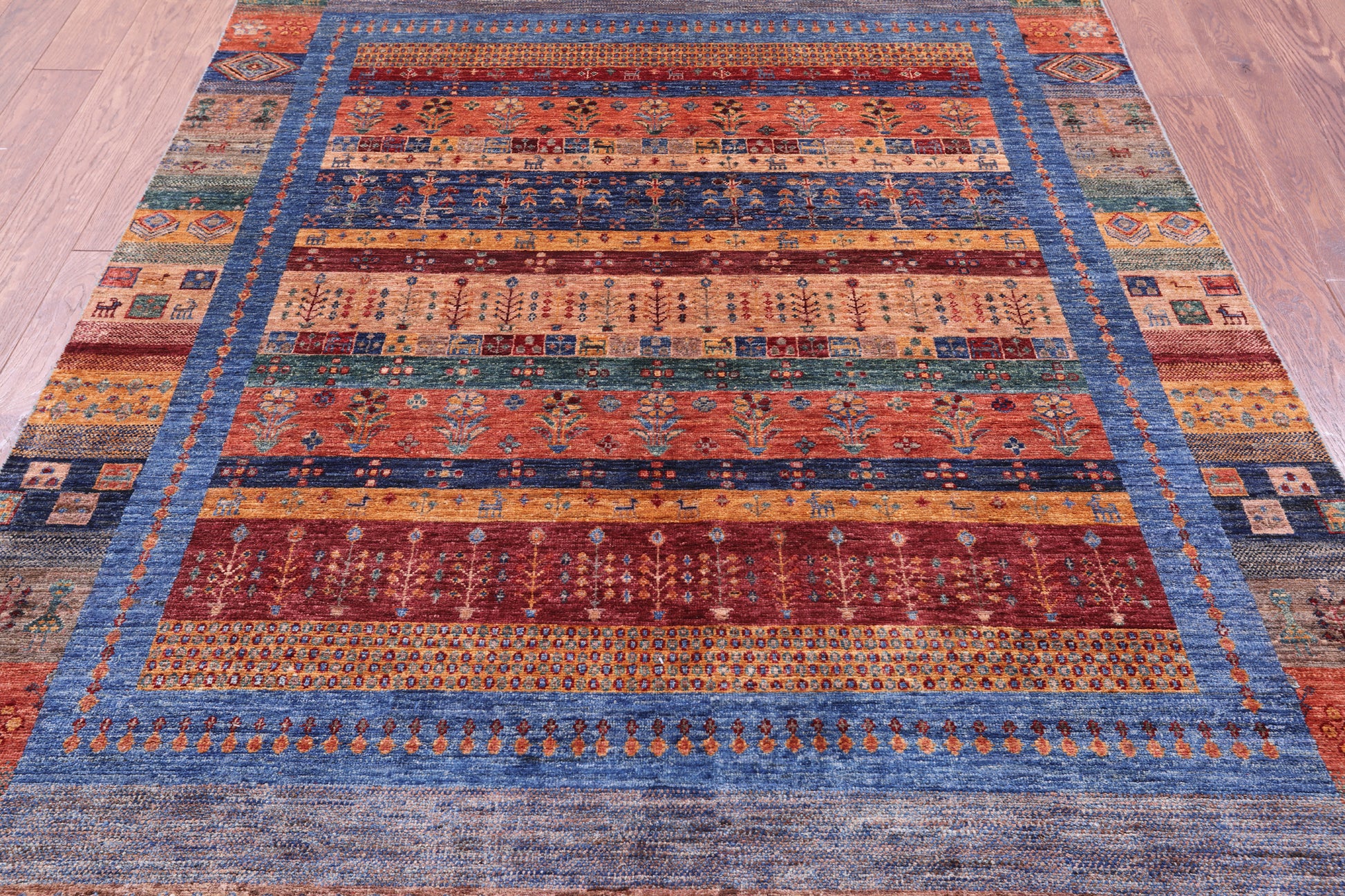 Tribal Persian Gabbeh Hand Knotted Wool Rug - 5' 8" X 8' 2" - Golden Nile