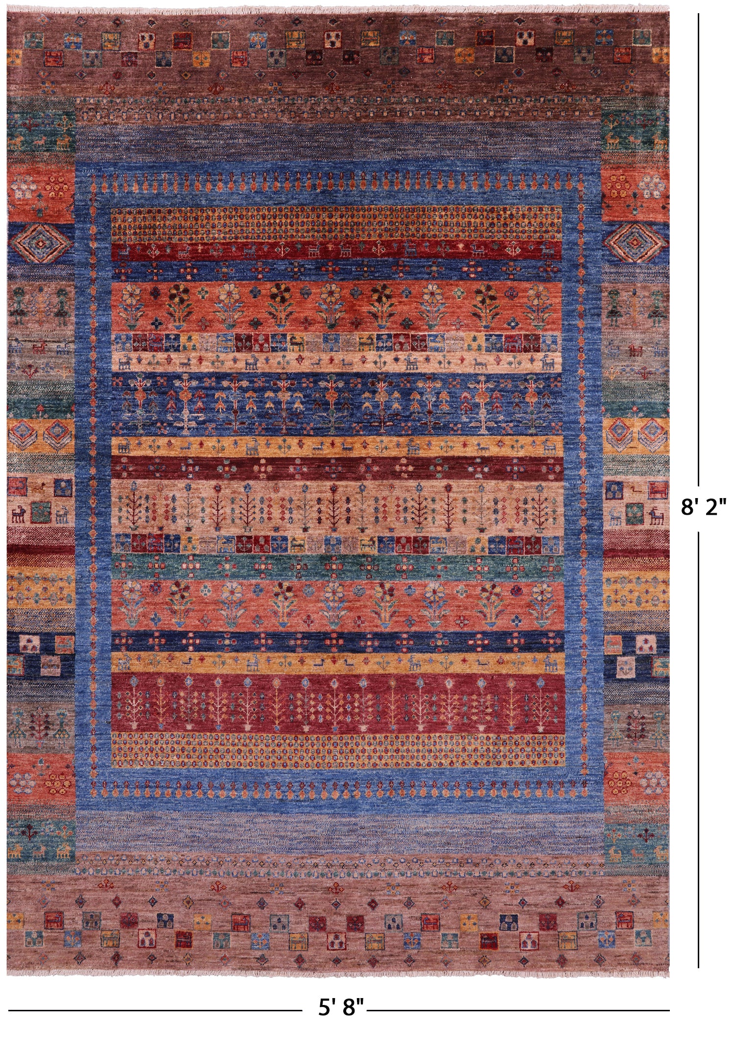 Tribal Persian Gabbeh Hand Knotted Wool Rug - 5' 8" X 8' 2" - Golden Nile
