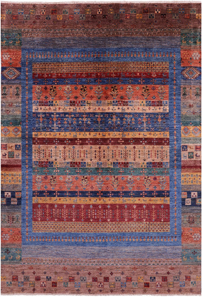Tribal Persian Gabbeh Hand Knotted Wool Rug - 5' 8" X 8' 2" - Golden Nile
