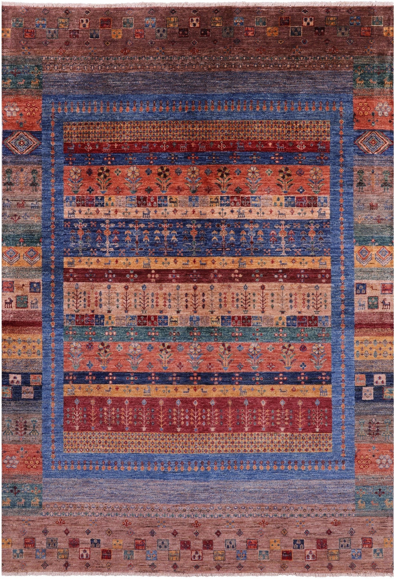 Tribal Persian Gabbeh Hand Knotted Wool Rug - 5' 8" X 8' 2" - Golden Nile