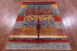 Tribal Persian Gabbeh Hand Knotted Wool Rug - 4' 9" X 6' 6" - Golden Nile