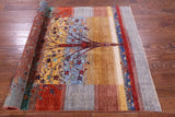 Tribal Persian Gabbeh Hand Knotted Wool Rug - 4' 9" X 6' 6" - Golden Nile