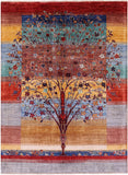 Tribal Persian Gabbeh Hand Knotted Wool Rug - 4' 9" X 6' 6" - Golden Nile