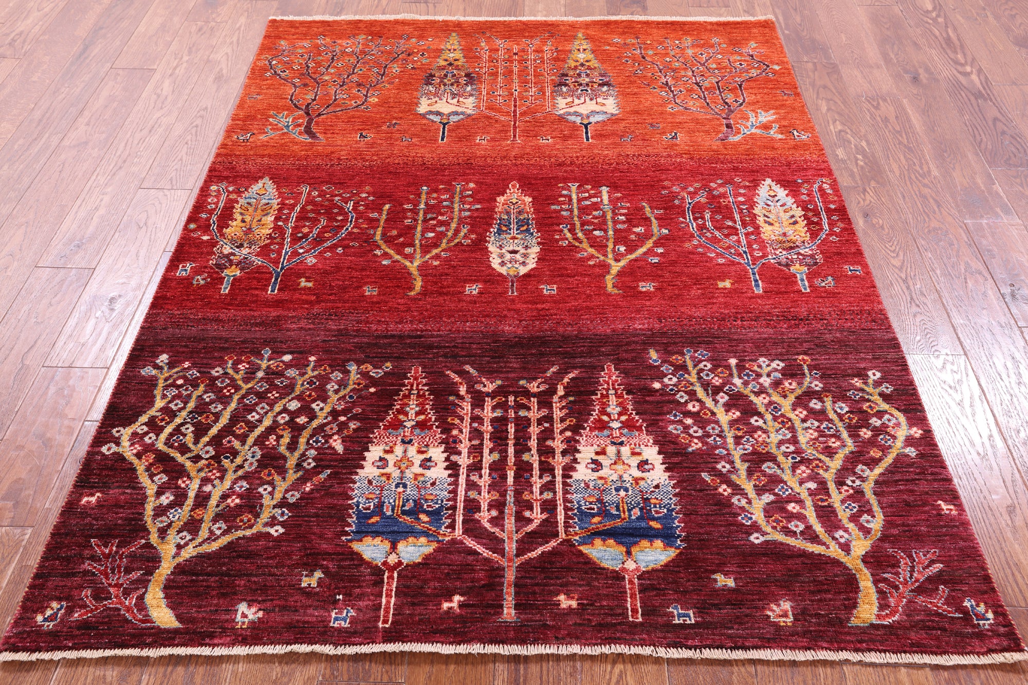 Tribal Persian Gabbeh Hand Knotted Wool Rug - 5' 0" X 6' 5" - Golden Nile