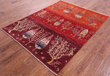 Tribal Persian Gabbeh Hand Knotted Wool Rug - 5' 0" X 6' 5" - Golden Nile