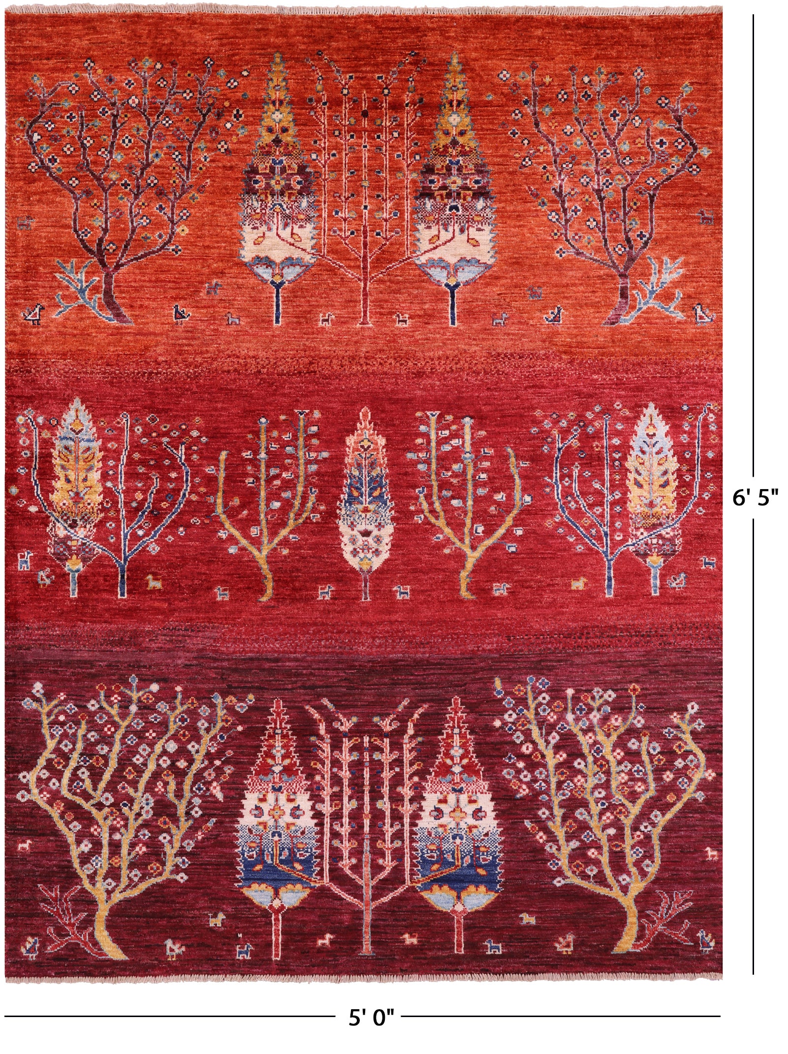 Tribal Persian Gabbeh Hand Knotted Wool Rug - 5' 0" X 6' 5" - Golden Nile