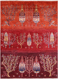 Tribal Persian Gabbeh Hand Knotted Wool Rug - 5' 0" X 6' 5" - Golden Nile