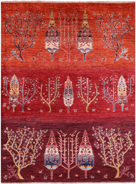 Tribal Persian Gabbeh Hand Knotted Wool Rug - 5' 0" X 6' 5" - Golden Nile