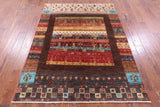 Tribal Persian Gabbeh Hand Knotted Wool Rug - 5' 1" X 6' 9" - Golden Nile
