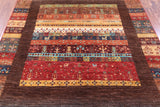 Tribal Persian Gabbeh Hand Knotted Wool Rug - 5' 1" X 6' 9" - Golden Nile