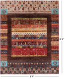 Tribal Persian Gabbeh Hand Knotted Wool Rug - 5' 1" X 6' 9" - Golden Nile
