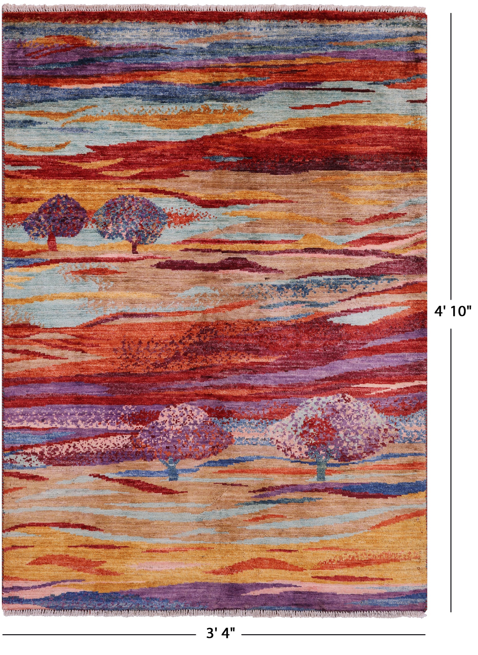 Tribal Persian Gabbeh Hand Knotted Wool Rug - 3' 4" X 4' 10" - Golden Nile