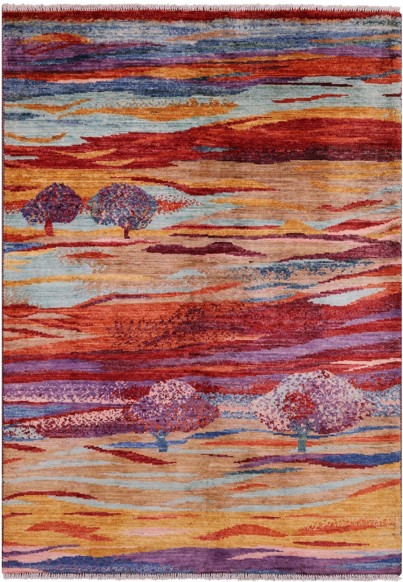 Tribal Persian Gabbeh Hand Knotted Wool Rug - 3' 4" X 4' 10" - Golden Nile