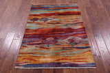 Tribal Persian Gabbeh Hand Knotted Wool Rug - 3' 4" X 4' 10" - Golden Nile