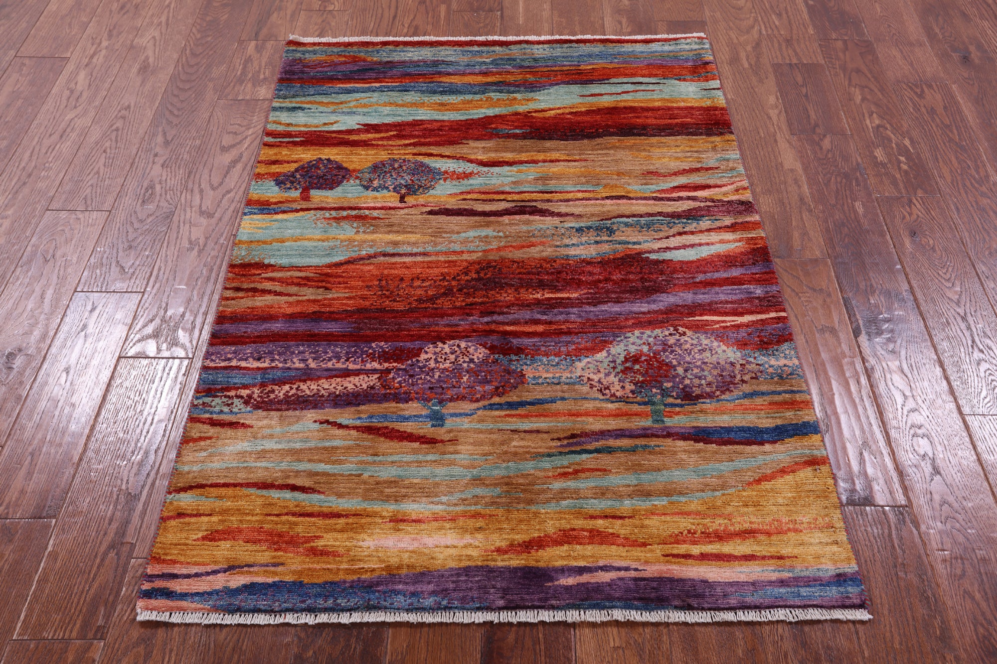 Tribal Persian Gabbeh Hand Knotted Wool Rug - 3' 4" X 4' 10" - Golden Nile