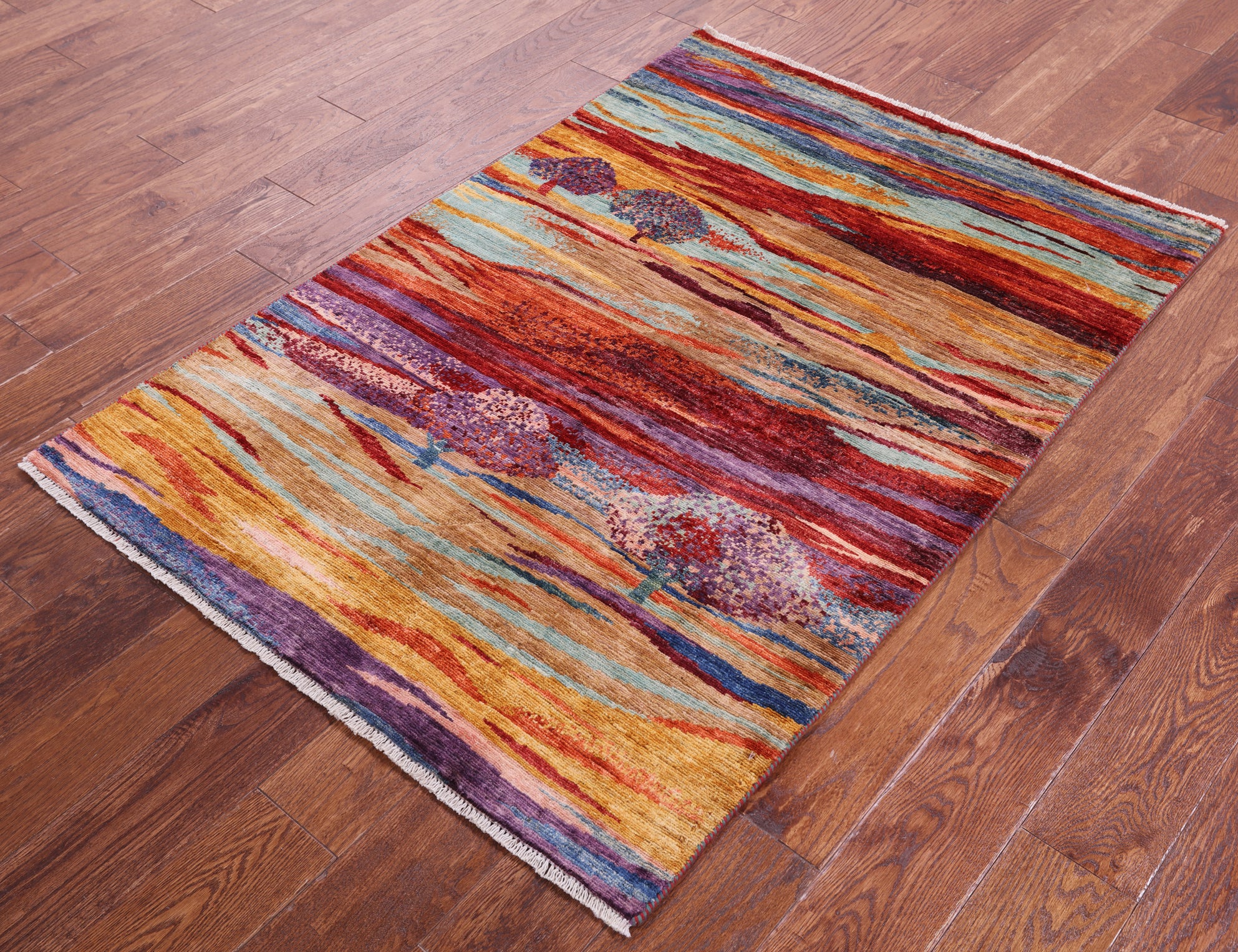 Tribal Persian Gabbeh Hand Knotted Wool Rug - 3' 4" X 4' 10" - Golden Nile