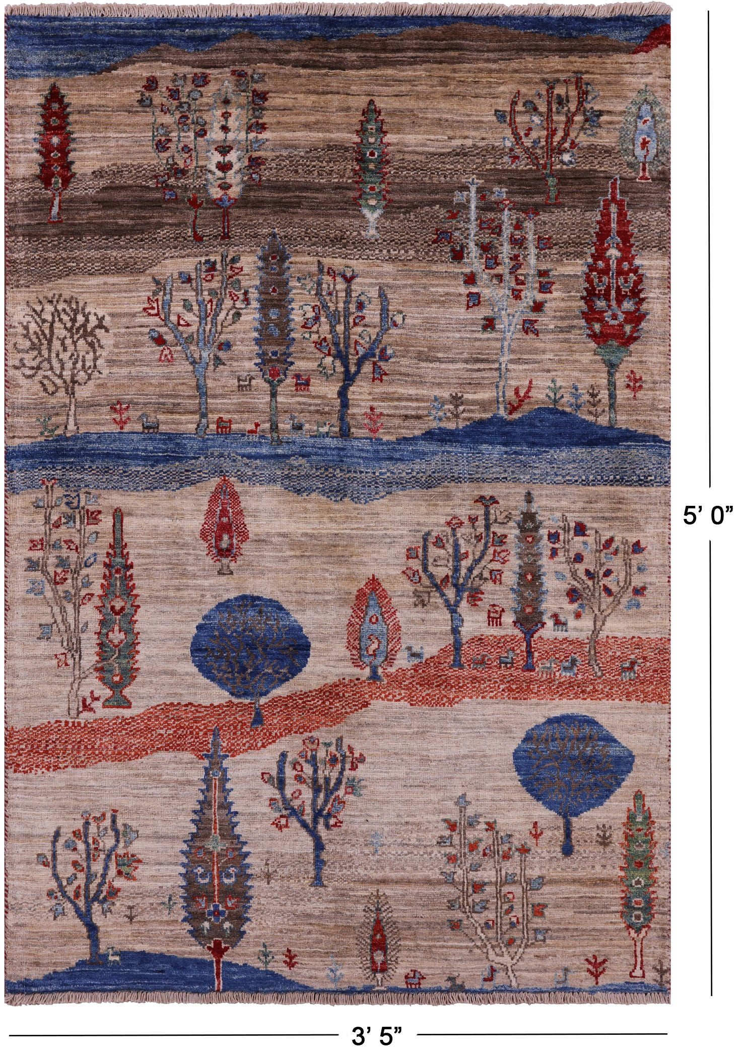 Tribal Persian Gabbeh Hand Knotted Wool Rug - 3' 5" X 5' 0" - Golden Nile