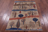 Tribal Persian Gabbeh Hand Knotted Wool Rug - 3' 5" X 5' 0" - Golden Nile