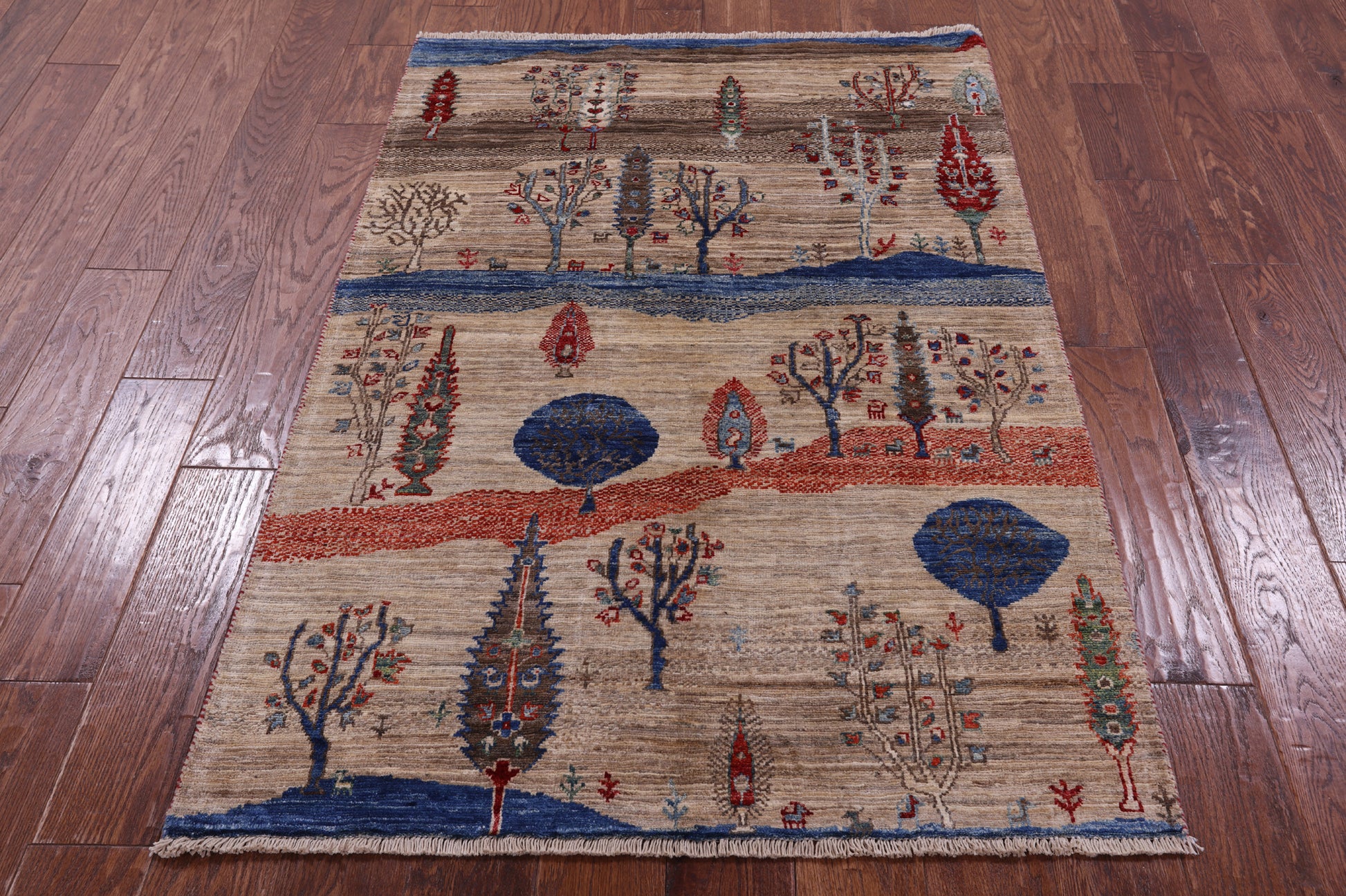 Tribal Persian Gabbeh Hand Knotted Wool Rug - 3' 5" X 5' 0" - Golden Nile