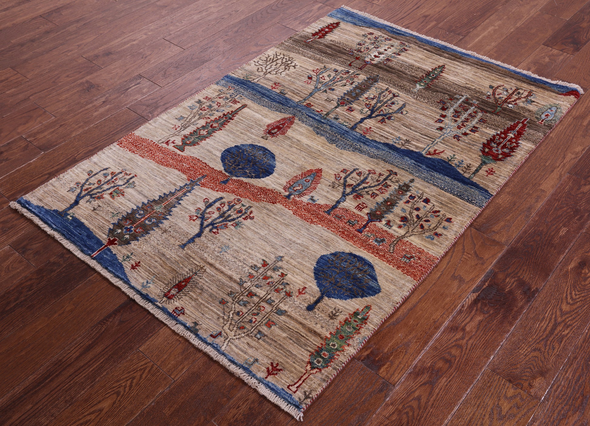 Tribal Persian Gabbeh Hand Knotted Wool Rug - 3' 5" X 5' 0" - Golden Nile