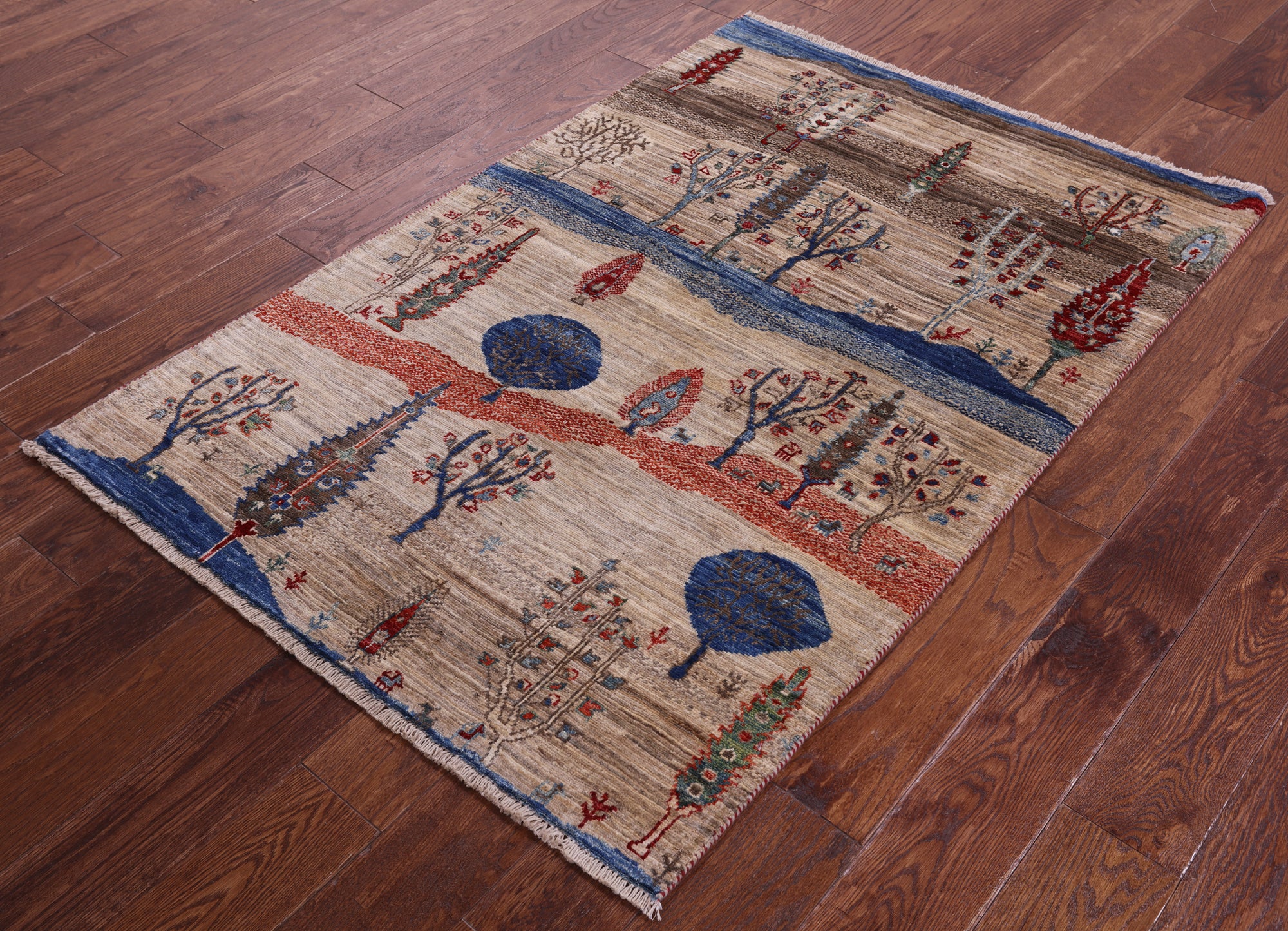 Tribal Persian Gabbeh Hand Knotted Wool Rug - 3' 5" X 5' 0" - Golden Nile