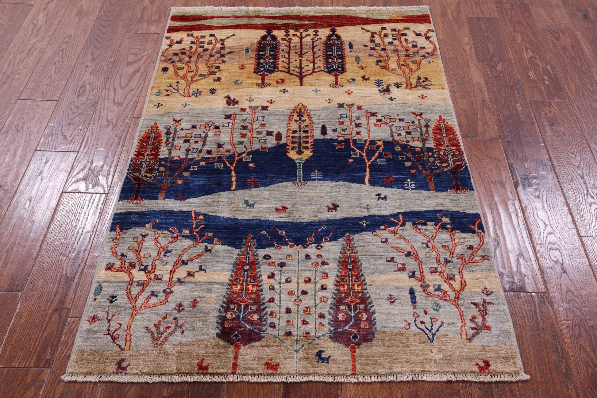 Tribal Persian Gabbeh Handmade Wool Rug - 3' 3" X 4' 9" - Golden Nile