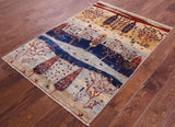 Tribal Persian Gabbeh Handmade Wool Rug - 3' 3" X 4' 9" - Golden Nile