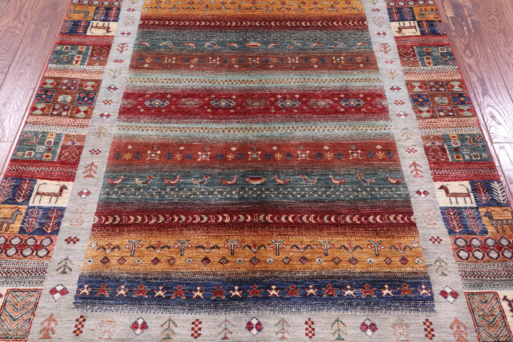 Tribal Persian Gabbeh Hand Knotted Wool Rug - 5' 4" X 7' 9" - Golden Nile