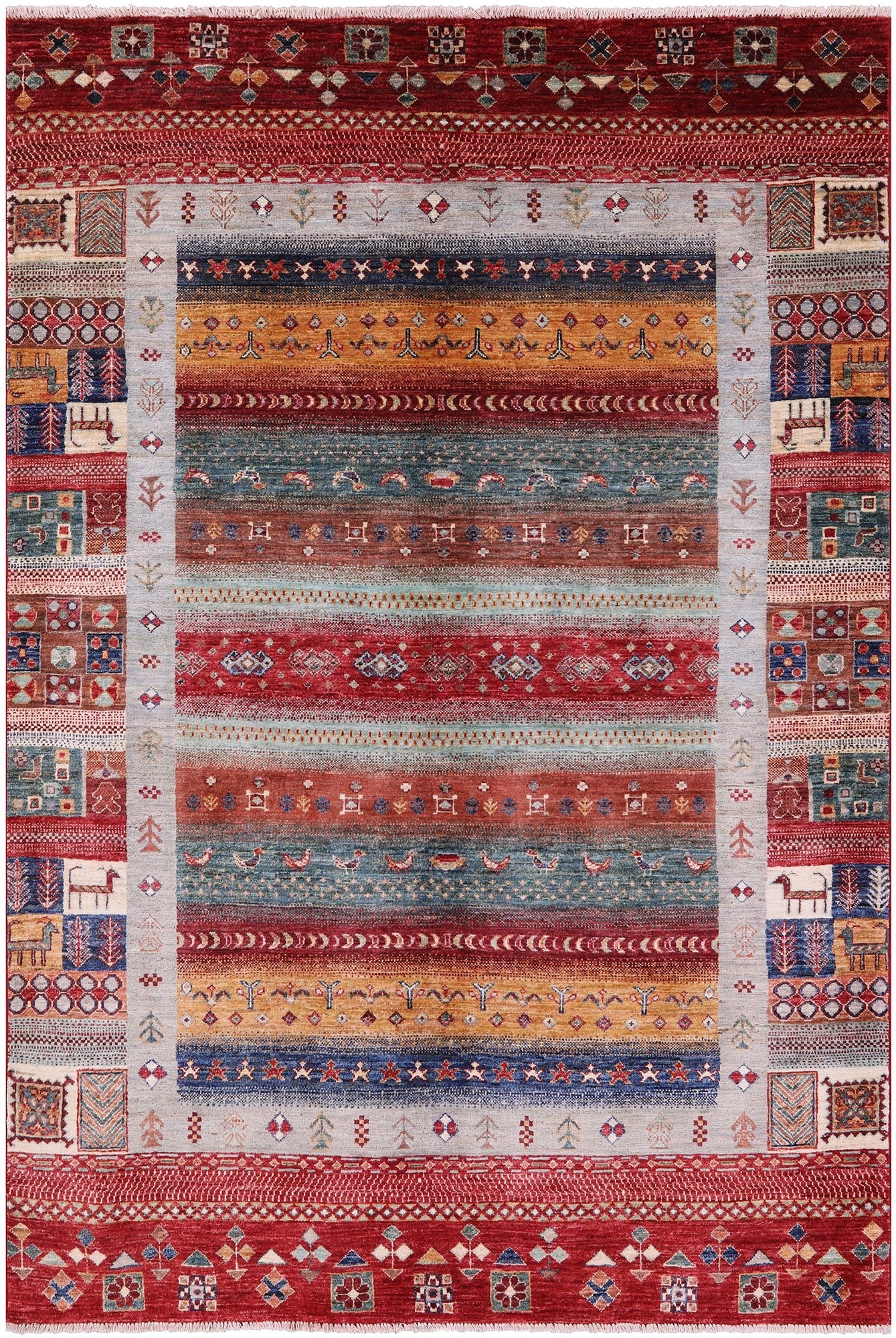 Tribal Persian Gabbeh Hand Knotted Wool Rug - 5' 4" X 7' 9" - Golden Nile