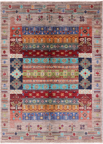 Tribal Persian Gabbeh Hand Knotted Wool Rug - 4' 11" X 6' 10" - Golden Nile